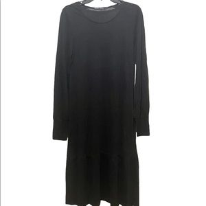 Gudrun Sjoden Black Linen Tiered Maxi Dress
